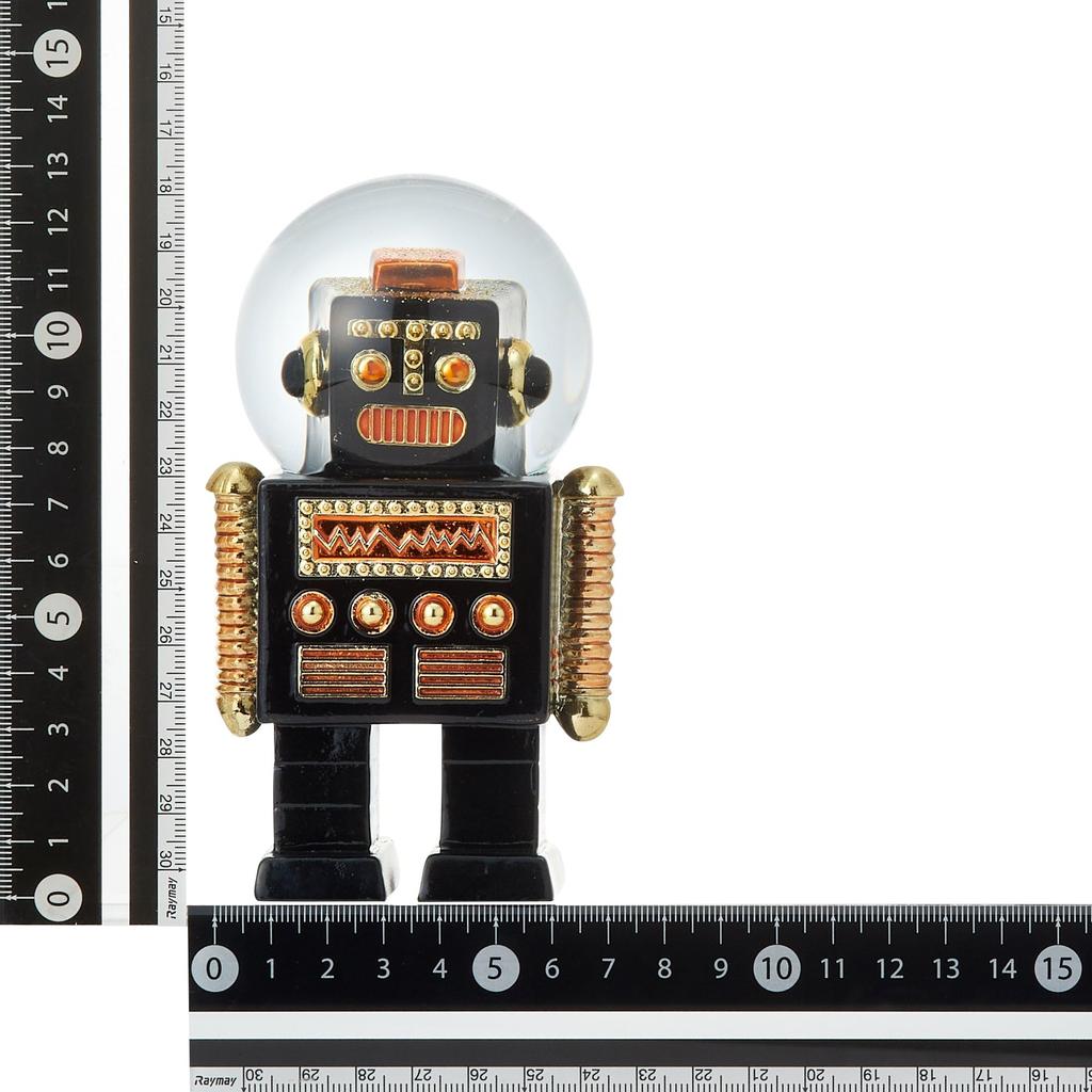 Francfranc Robot Snow Globe, Medium, Black, Christmas Object, Gift Packaging Included, 2025 Model