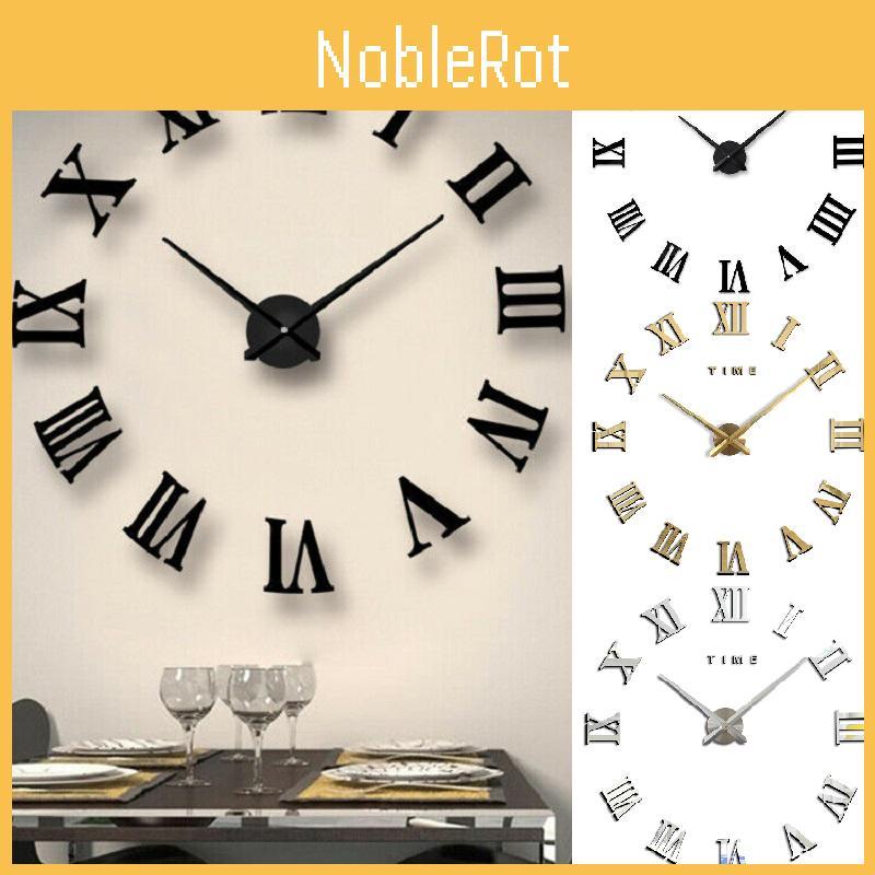 Elegante 3D DIY Römische Ziffern Luxus Spiegel Wandaufkleber Uhr Für Heimdeko