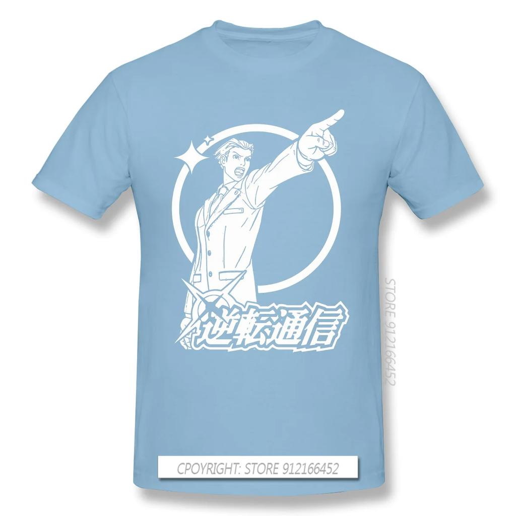 High Quality Men Clothes O-Neck 100% Cotton Cool  T-Shirts Phoenix Wright Ace Attorney Miles Fey Games Sleeve Short