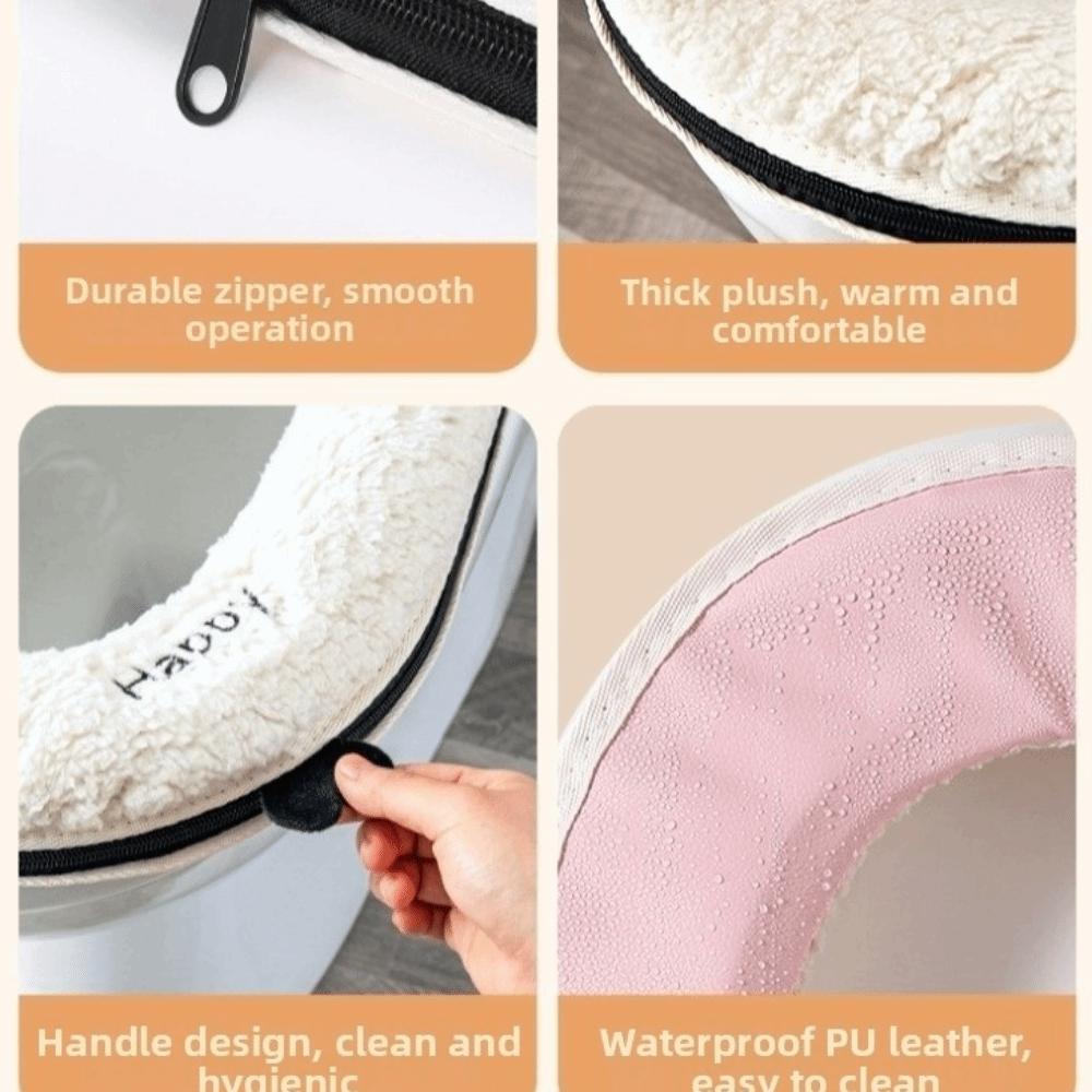Thickened Universal Toilet Mat Warm Zipper Toilet Cover Toilet Seat Cover Bathroom Accessories