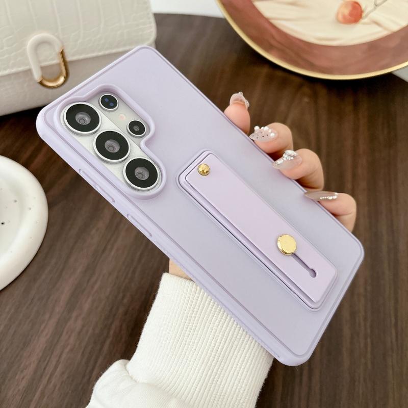 

Luxury Candy Solid Color Wristband Stand Case for Samsung Galaxy S26 S25 S24 S23 S22 Ultra Plus Shockproof Bracket Grip Cover Galaxy S22 5G