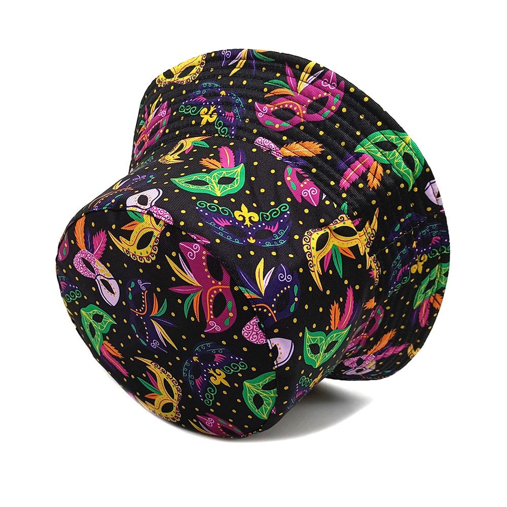 Retro Ball Mask Pattern Bucket Hats Women Men Summer Sunscreen Sun Hat Reversible Fisherman Hat Female Decorate Panama Hip Hop