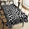 Modern Black & White Leopard Print Tablecloth, Bold Spotted Design, Scalloped Edge, Stain Resistant, for Dining Room & Chic Home
