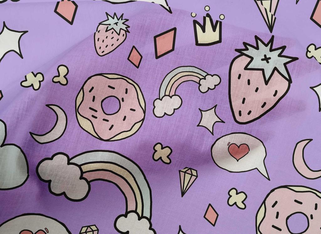 oneOone Cotton Poplin Amethyst Fabric Kawai Diy Clothing Quilting Fabric Print Fabric By Yard 42 Inch