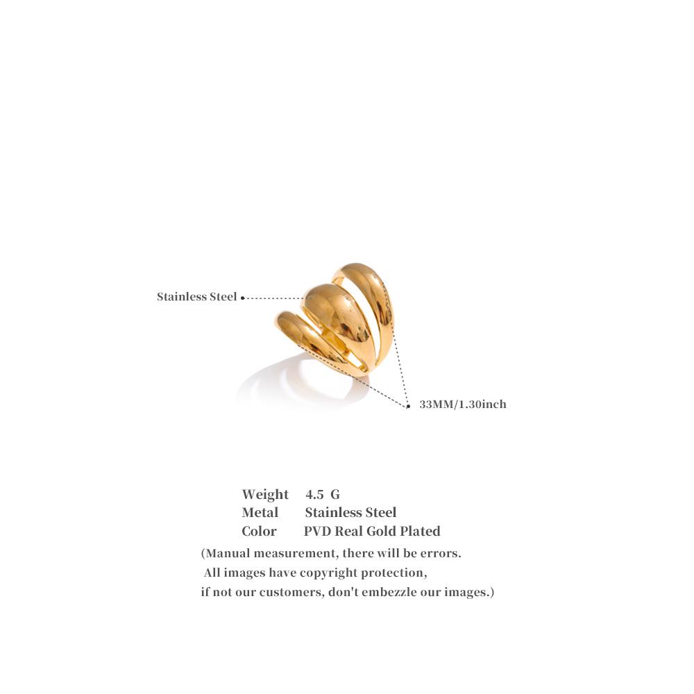 Eetit Arrivals Glossy Stainless Steel Layered Hollow Open Ring for Women Distinctive Geometric Attractive Jewelry