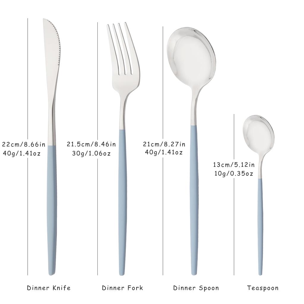 24Pcs Purple Silver Stainless Steel Dinnerware Set Kitchen Fork Spoon Knife Dinner Cutlery Set Western Flatware Tableware Set