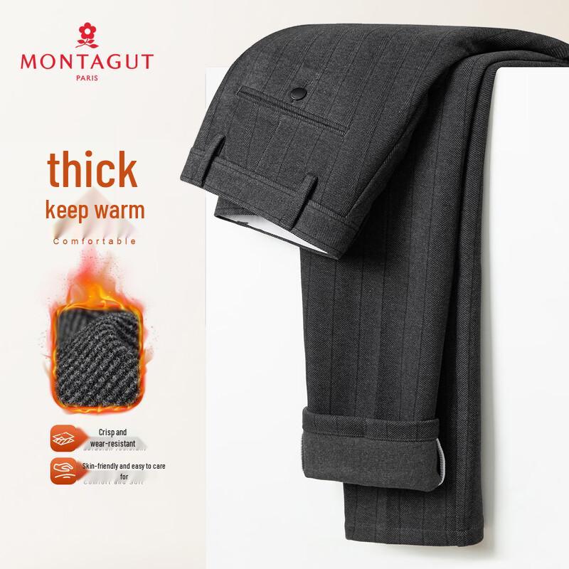 

MONTAGUT Men s Warm & Soft Classic Striped Casual Trousers 2XL