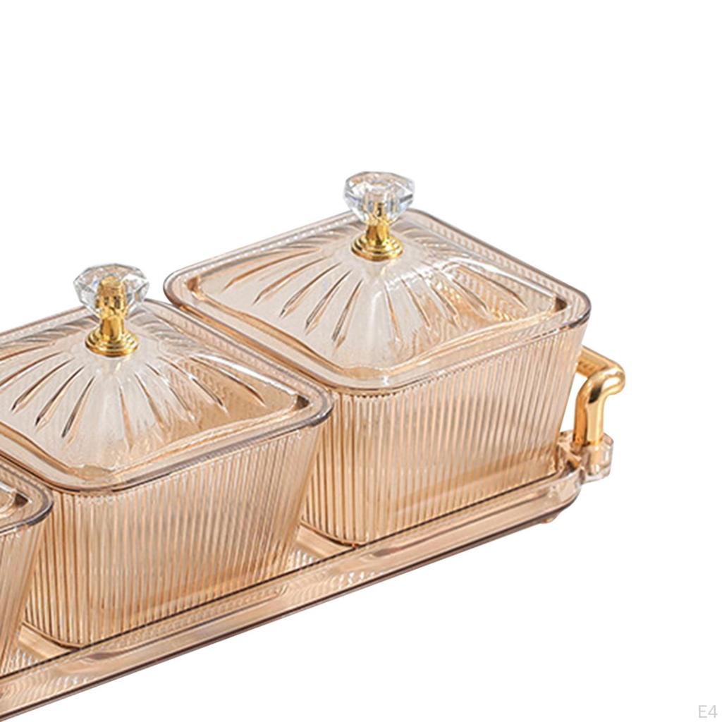 Dried Fruit Plate Nuts with 3 Small Bowls Food Storage Box Snack Candy Dish for Hotel Holiday