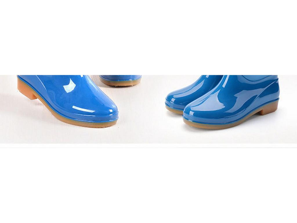 Women's Non-slip Low-top Rain Shoes, Short Tube Rubber Boots, Low Heel Water Shoes