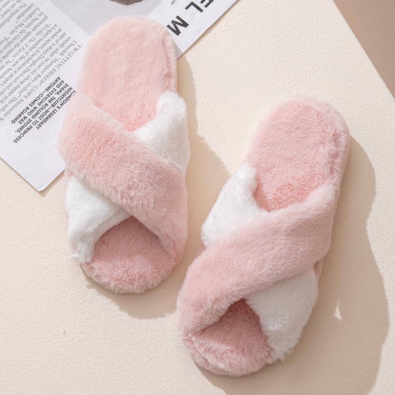 Fashion Casual Fluffy Women's Home Slippers Flats Luxury Designer Woman Shoes Winter Elegant Plush Footwear Indoor Fuzzy Fur Slides Soft
