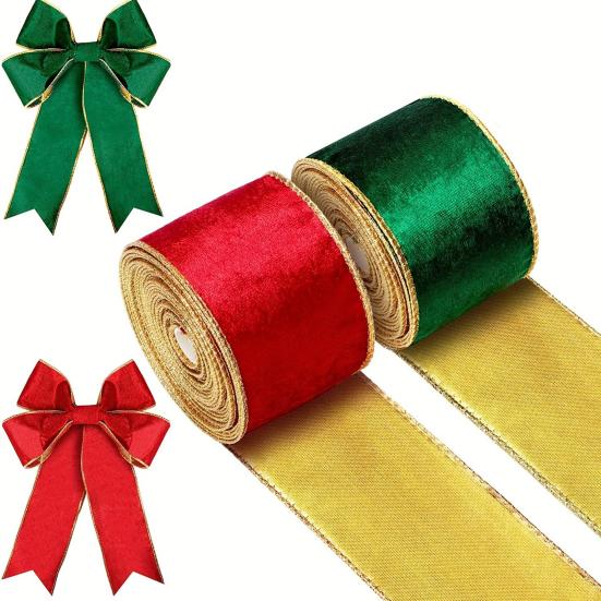 Christmas Ribbon Solid Color Polyester Craft Ribbon for Gift Wrapping Bows