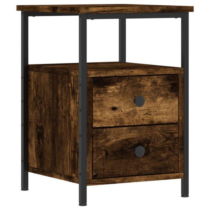 VidaXL Bedside Table Smoked Oak 34x35.5x50 Cm Engineered Wood 826017