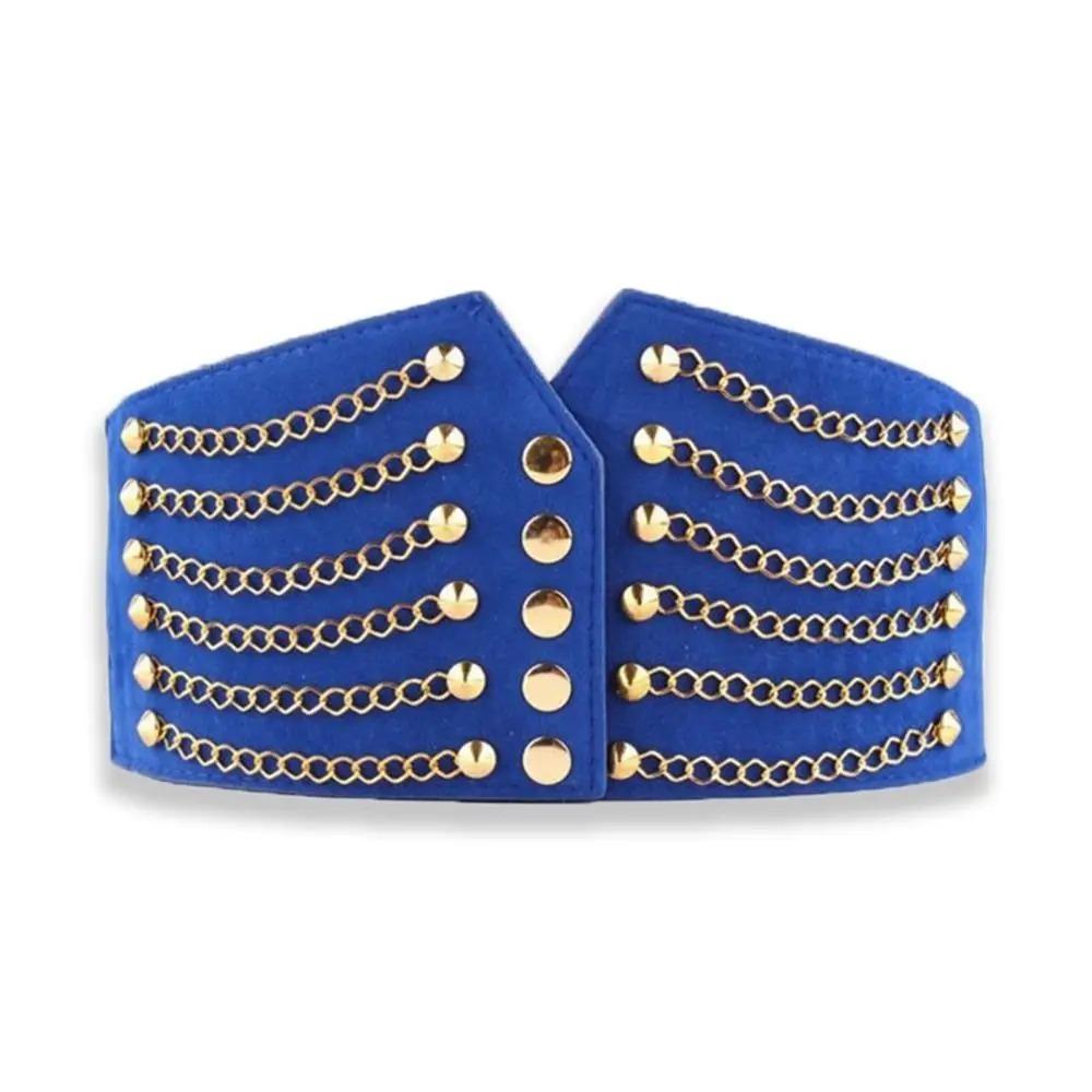 Stretchy Elastic Slimming Body Waist Belts Wide Lace Women s Cummerbunds Casual Wear синий