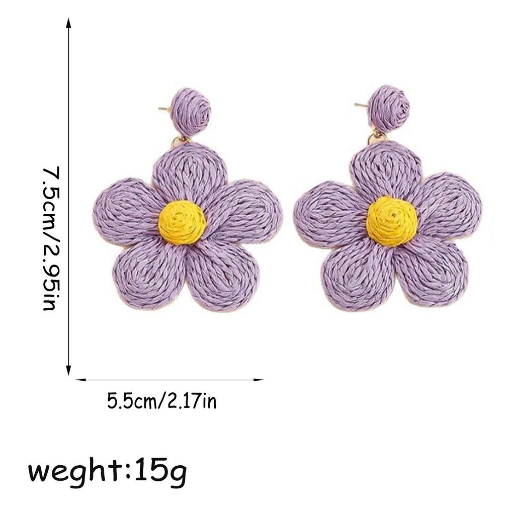 Weaving Flower Earrings For Women, Niche Flower Petals Bohemian Vacation Style Jewelry Gift
