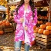 Damen Trendy Halloween-Print Langarm-Strickjacke Pullover für Lässige Herbstmode