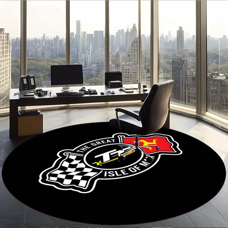 Lsle Of Man Tt (1) Round Office Rug Decorative Floor Rug for Office Bedroom Living Room and Home Space