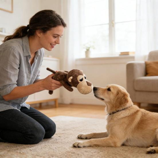 Squeaky Plush Dog Toy for Puppy Teething Stuffed Animal Shaped Dog Chew Toy for Large Medium Small Breeds