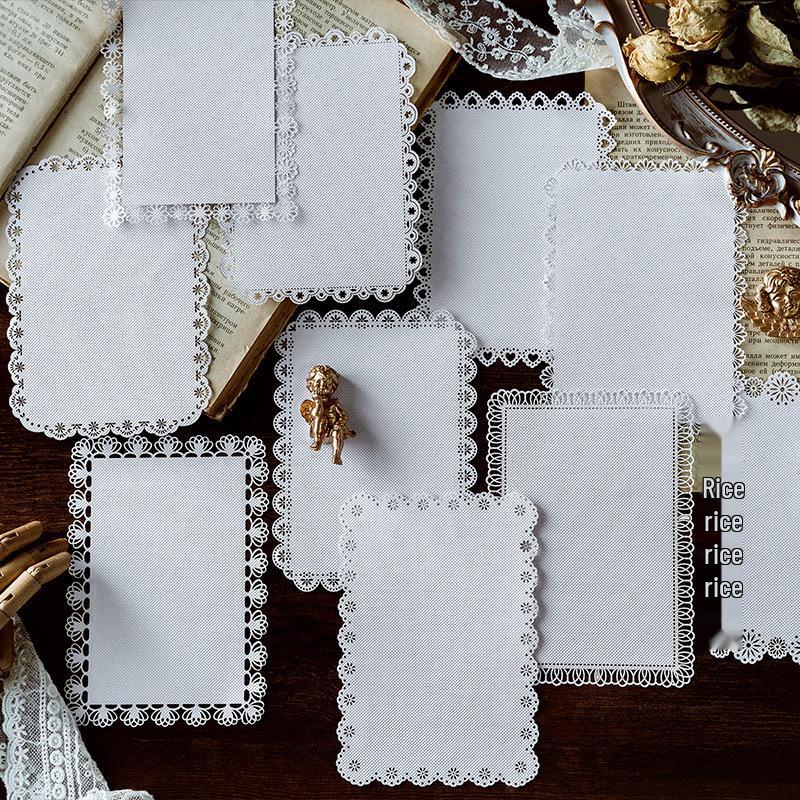 8 Styles Momo Hollow Lace Paper - Alice's Tea Party Scrapbook Diary Decorative Base Paper