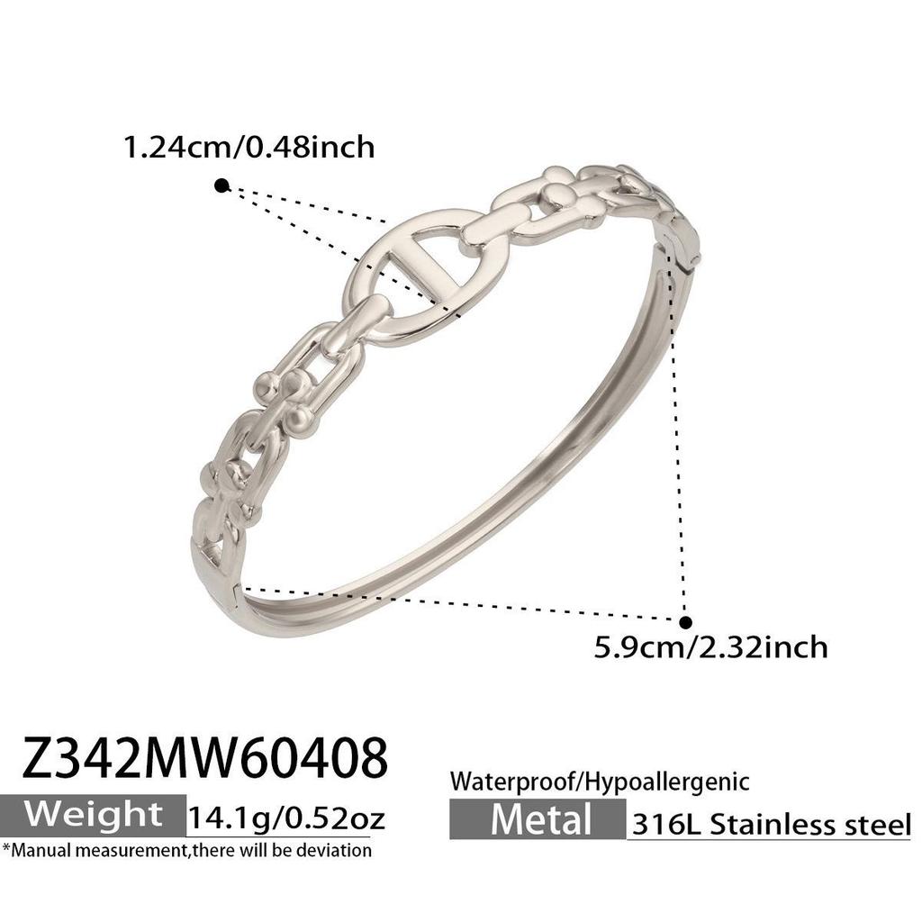 18K Gold Plated Horseshoe Buckle Bracelet for Women, 316L Stainless Steel, Colorfast, Simple and Elegant Design.