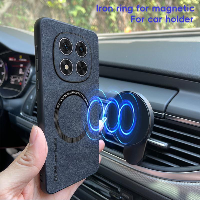 Suede Leather For Magsafe Magnetic Wireless Charge Case For Redmi Note 14 Pro Plus 13 12 Pro 5g Cover