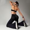 European Color Block Yoga Set: Women's Halter Bra & High-Waist Flare Pants