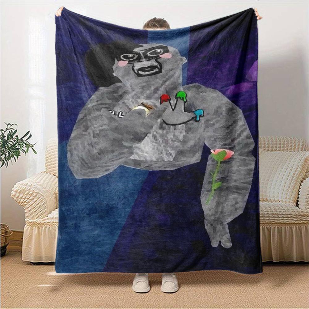 1Pc Gorilla Party Celebration Blanket For Couch Bed Plush Cozy Fuzzy Blanket Super Soft Warm Blankets For Fall And Winter 091896