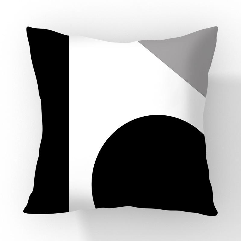 New Contrasting Color Pillow Geometric Pattern Stitching Black Pillow Case Living Room Sofa Cushion Car Pillow Case