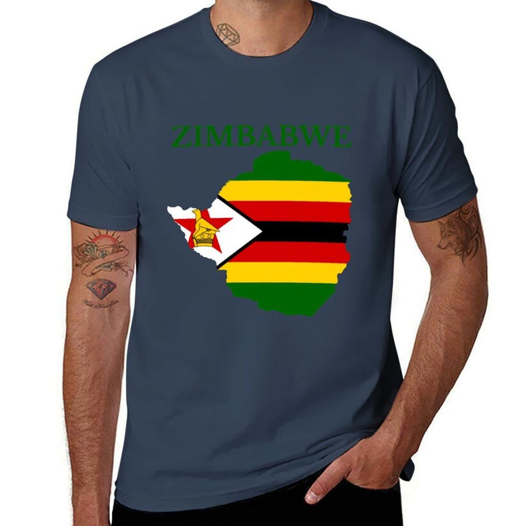 Zimbabwe Flag Map TShirt Basic Daily Outfit Short Sleeve Tee