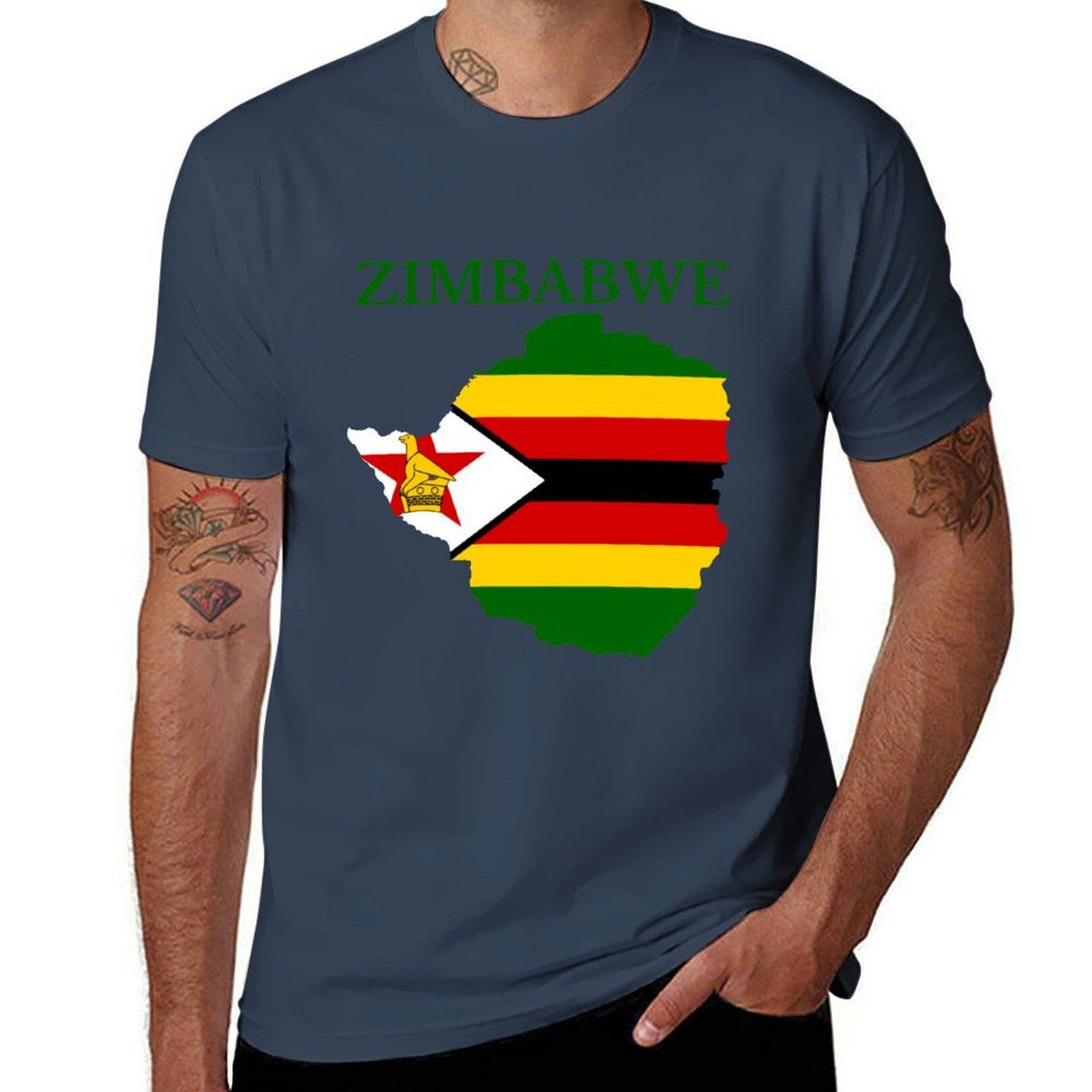 Zimbabwe Flag Map TShirt Basic Daily Outfit Short Sleeve Tee S