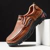 Men's Casual Soft Sole Leather Shoes - Size 48, Breathable, Summer Dad Shoes