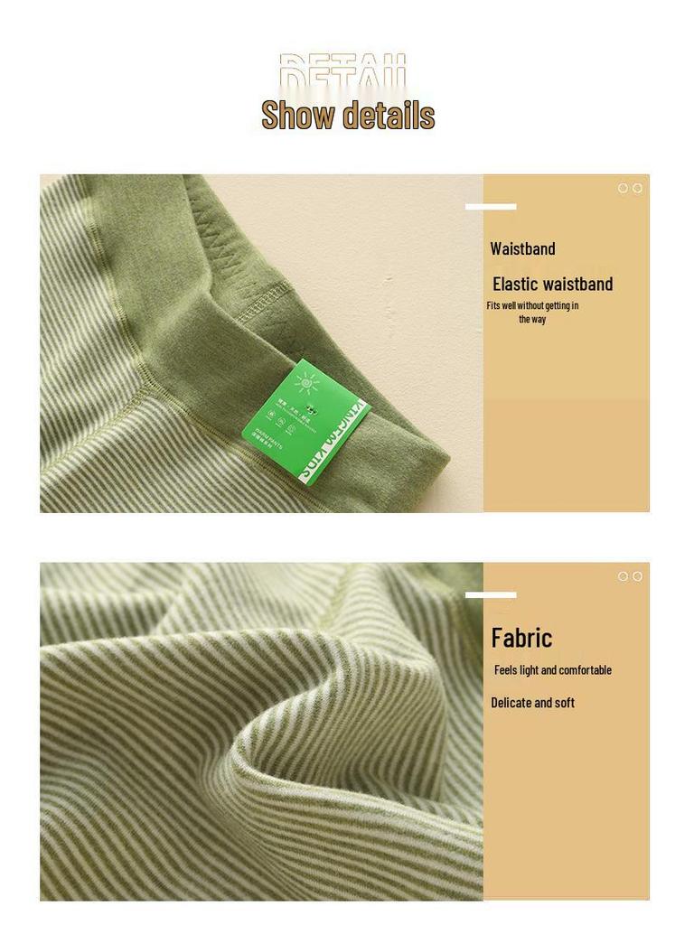 Class A Children's Striped Thermal Pants: Warm Fleece-Lined Cotton Leggings for Boys and Girls