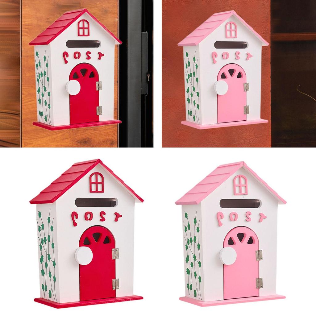 Wall Mount Mailbox Mailbox with Key Lock Wood Communication Mail Box Drop Box Letterbox for Corridor Front Door