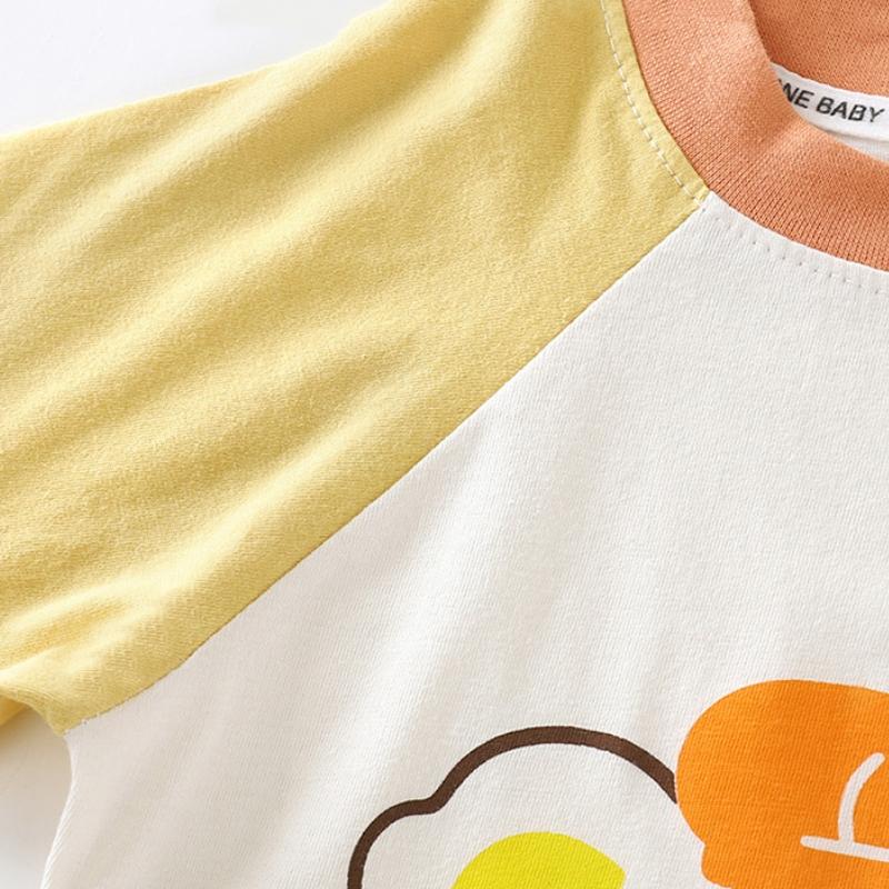 Summer Kids Tees Muslin Cartoon Printed Infant Babys Boys T-shirts Striped Short Sleeve Little Boys Tops Girls Shirts