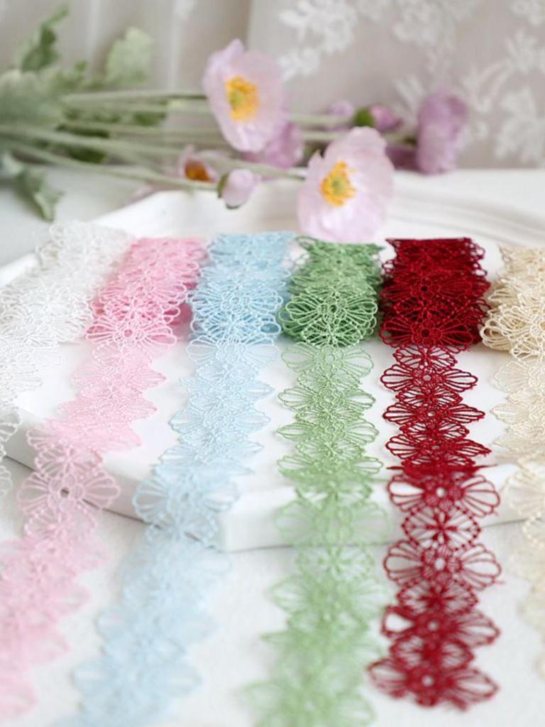 Colored Water-Soluble Lace Trim for Necklaces, Hats, Sofas, and Rustic Clothing