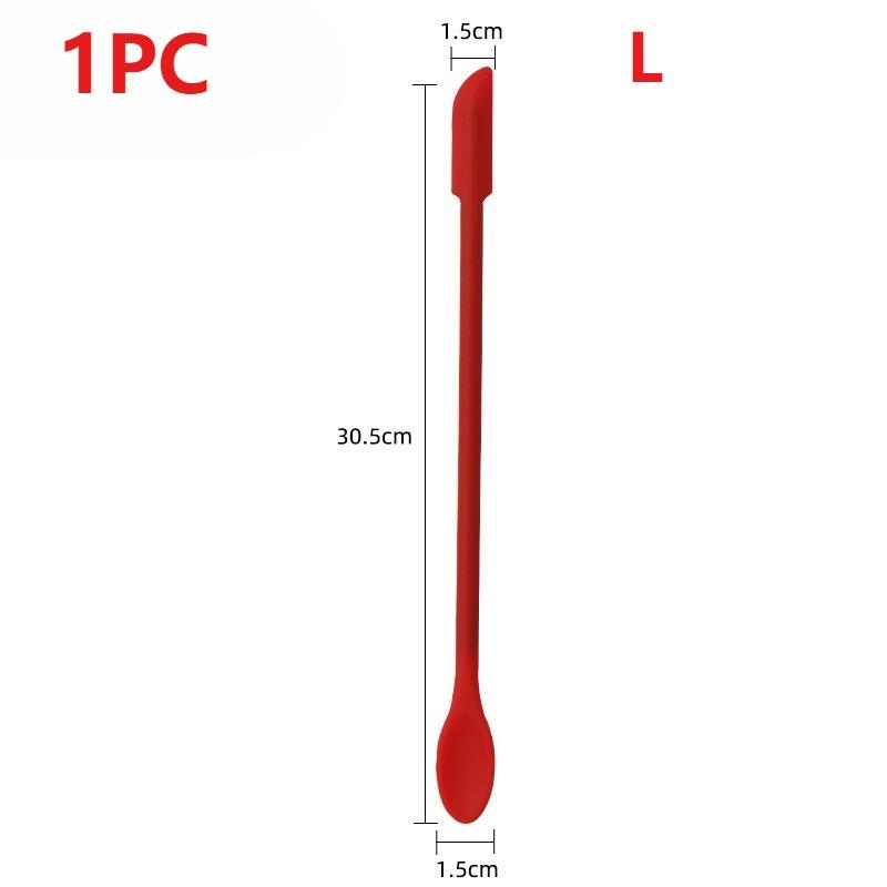 Food Grade Silicone Double-Headed Spatula,Long Handle Pointed Baking Jam Spreader,Cooking Scraping Spoon Combination Tool