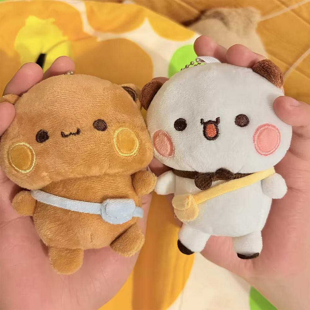 1/s Neuer Panda Bubu und Yier Plüsch Anhänger Schlüsselanhänger Puppen Niedlicher Cartoon Panda Bär Schlüsselring Rucksack Anhänger Partner Geschenke beige