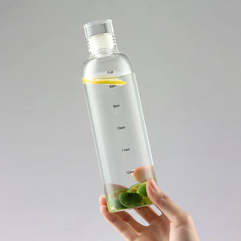 Baijie Borosilicate Glass Time Marker Water Bottle
