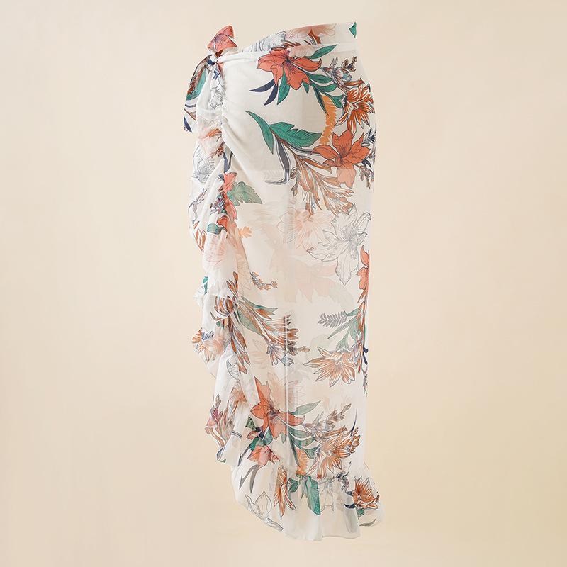 

Летний женский шифоновый пляжный комплект с леопардовым принтом: юбка и блузка One Size