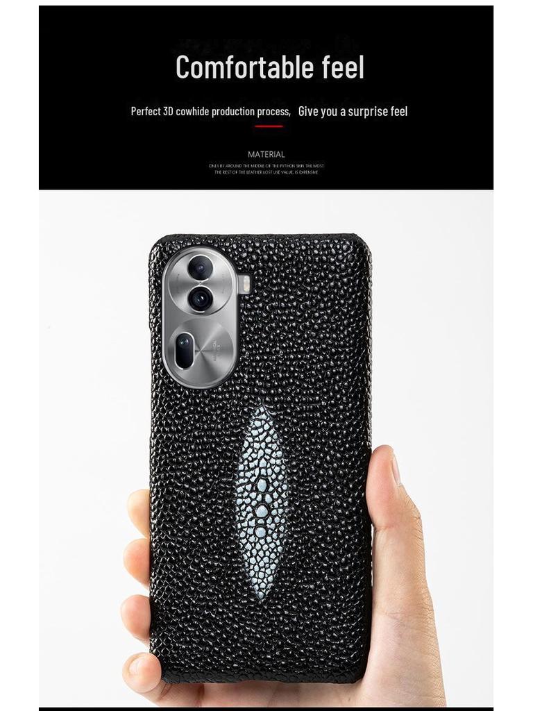 OPPO Reno10/Reno10Pro+ Echtleder Perlfischmuster Hülle