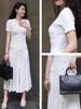 Rochie tricotată decupată SD House 2026 Europeană și Americană pentru Slăbit – Rochie lungă elegantă franceză de vară pentru femei