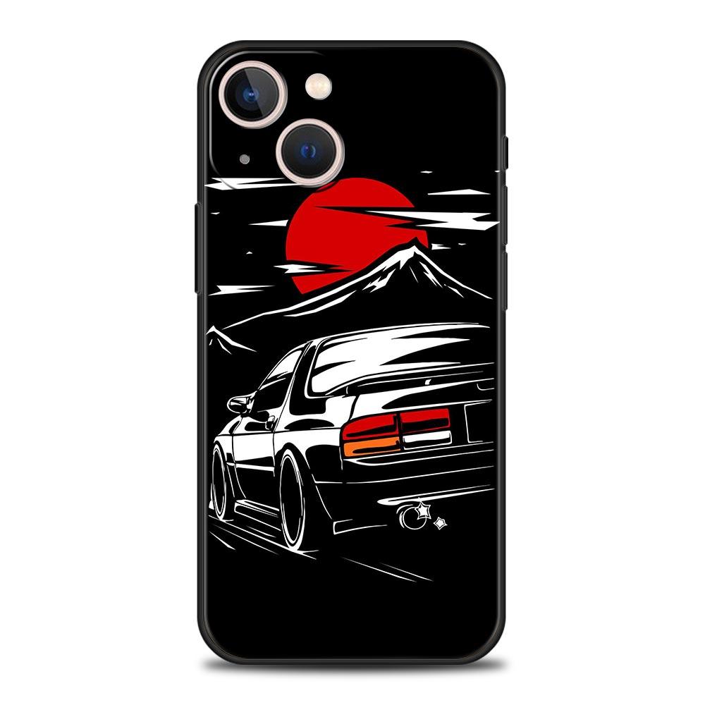 Japan JDM Sports Car Phone Case For iPhone Apple 14 13 Pro Max 12 11 Mini 7 8 Plus XR XS X SE 2020 Cover Shell Black Coque Funda