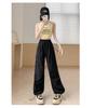 Trendy Pink Workwear Thin High-waisted Loose Casual Straight Pants