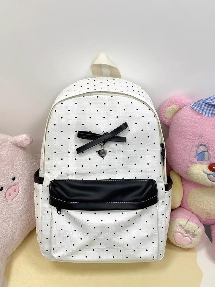 Schoolbag atmosphere Japanese schoolbag design college girl cute polka dot backpack junior high school new lace backpack women