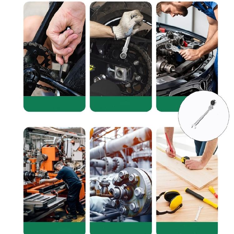 180 Degree Rotation Head Ratchets Spanner Double Head Design High Accurate Jaw Mirror Polish Alloy Steel Tool