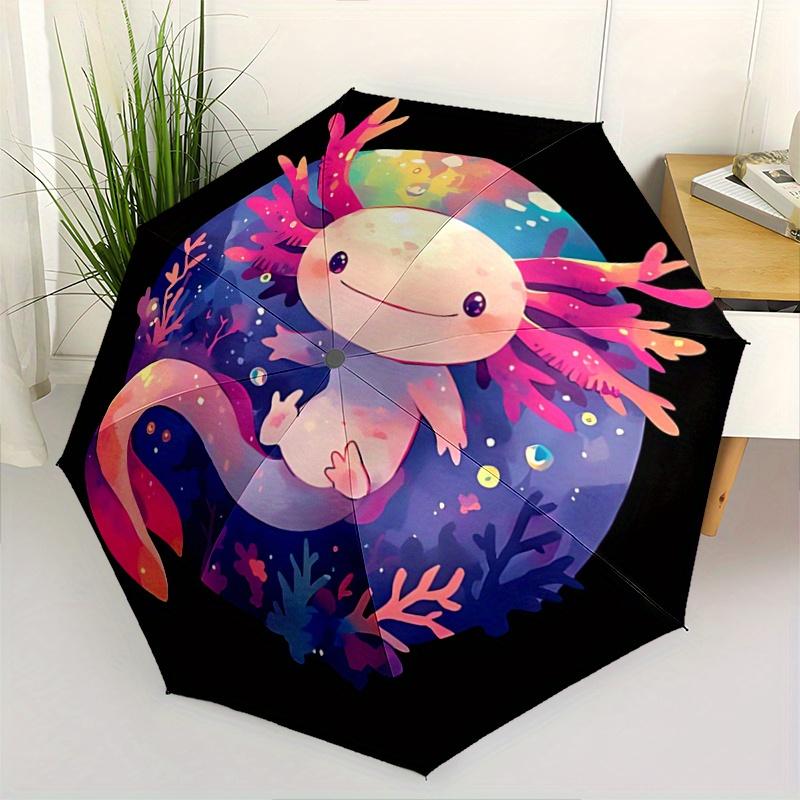 

1pc Cute Axolotl Automatic Opening and Closing Umbrella - Lightweight 3-Fold Design, Suitable for Fans, Travel, Daily Use - Official Product, Int