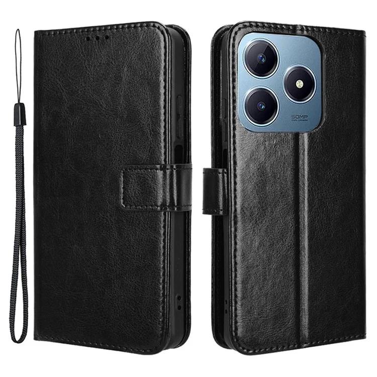 

For Realme C63 4G / C61 4G / Narzo N63 4G Case Wallet PU Leather Flip Phone Cover - Black