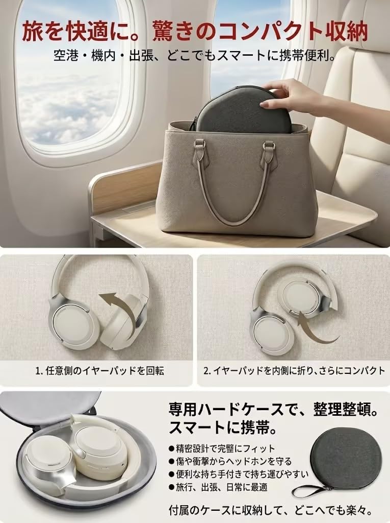 [Noise Reduction & Music Focus] Earaku Wireless Headphones Bluetooth 5.4 ANC Noise Cancelling / Up to 60 Hours Playback / Multipoint Support / Chargin