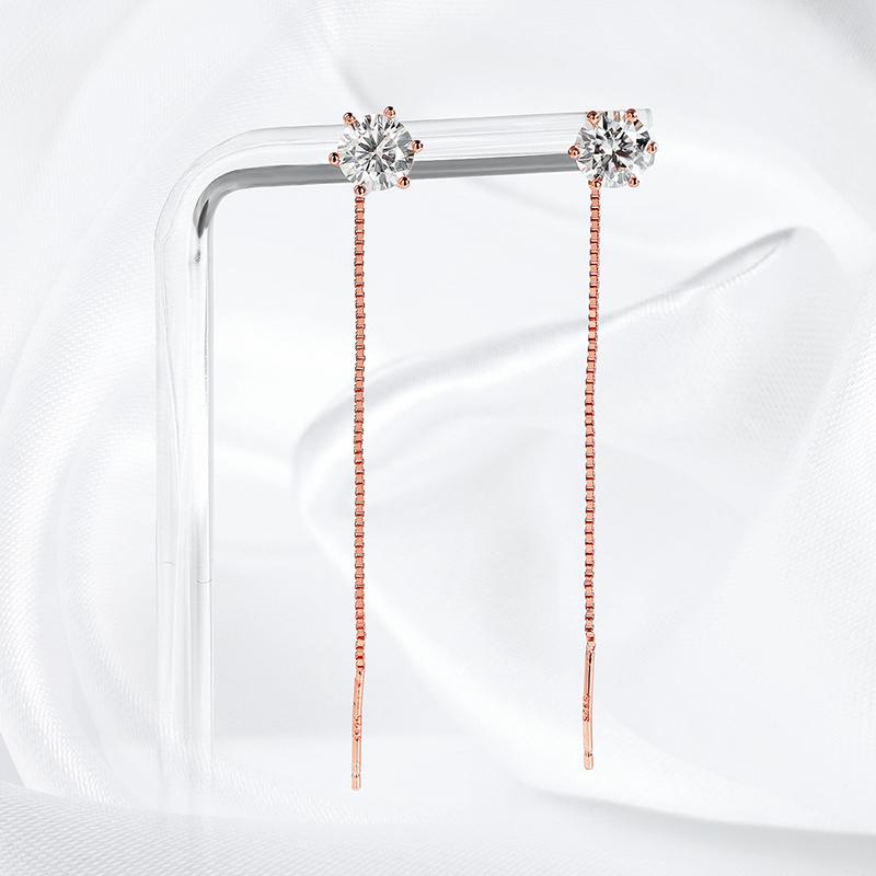 Smyoue 5/6.5mm Tassel Moissanite Drop Earrings Lab Diamond Sparkling Women Wedding Jewelry Pure 925 Silver Plated 18K Earring