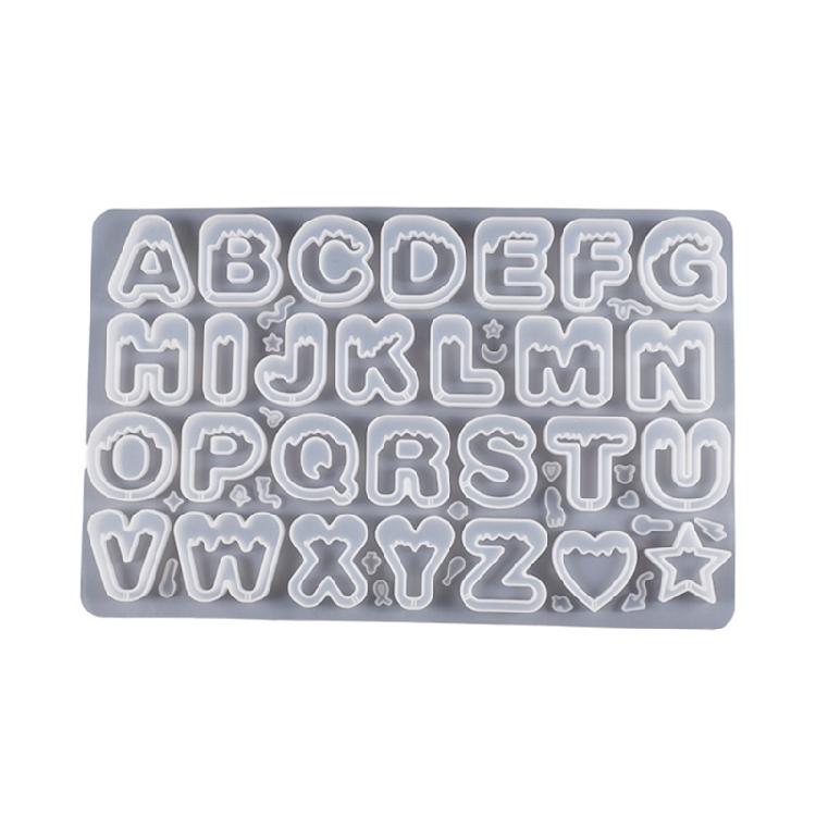 Letter Keychain Mold with Hole Keyring Pendant for Birthday Gift Jewelry Making