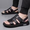 Summer New Designer Father Soft-soled Beach Shoes For Men Garden Casual Leather Sandals Male Solid Color Platform Sandals